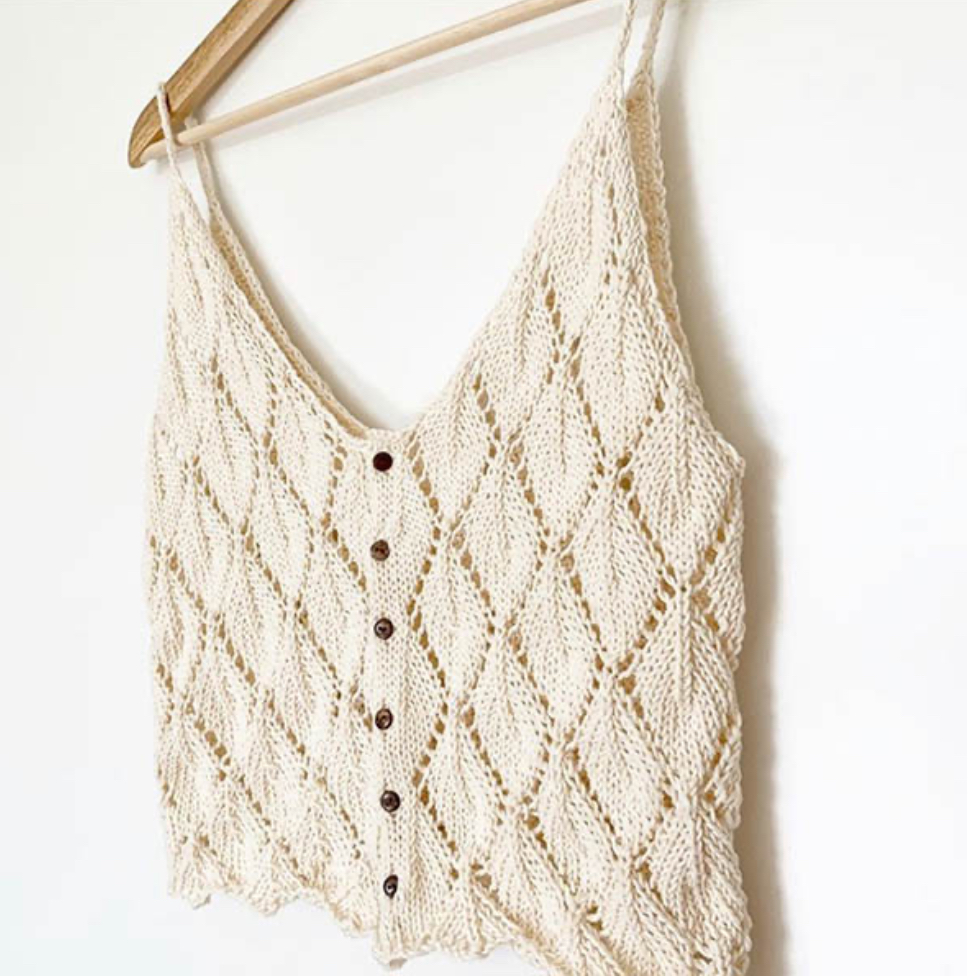flot sommerstrik Leaf top af “Knit Stich”